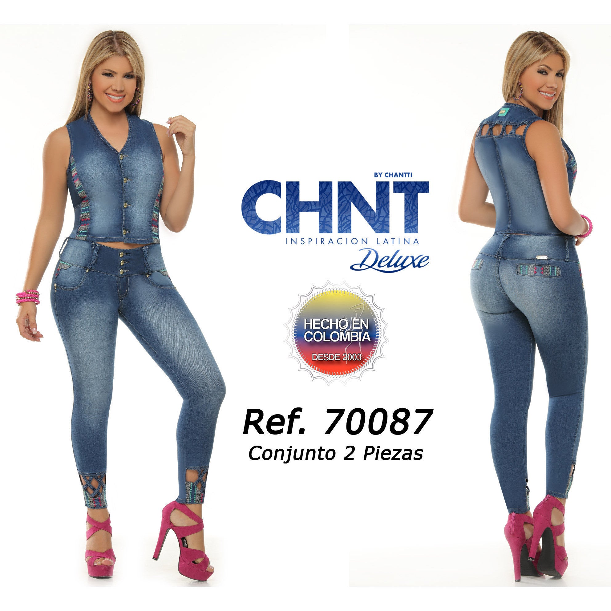 CHNT DELUXE JEANS WITH DENIM VEST SIDE 7 USA 12 COLOMBIA - awesome jeans colombia
